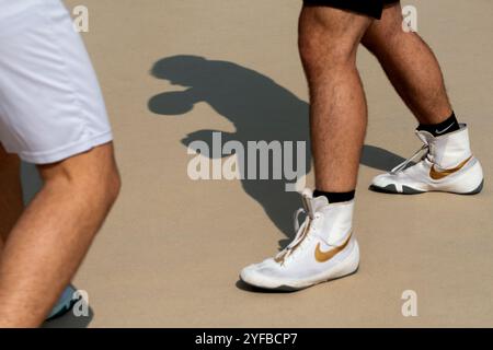 Schatten eines Boxers im Training Stockfoto