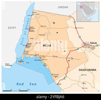 Karte des Saudi-arabischen Siedlungsprojekts Neom Stockfoto