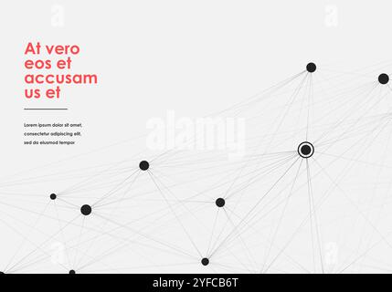 Abstraktes Vektormolekül schwarzer Farbe mit großen und kleinen Punkten auf weißem Hintergrund. Stock Vektor