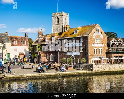 Der belebte Quay in Wareham in Dorset. Stockfoto