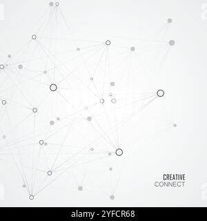 Trendiges Set für Druckdesign. Hintergrund der Vektorgrafik. Geometrische digitale Verbindung am Computer. Vektorkontur, Abbildung. Konturkontur Symbol d Stock Vektor