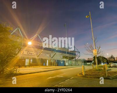 Field Mill ist das Heimstadion des Mansfield Town Football Club in Nottinghamshire, Großbritannien Stockfoto