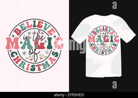 Weihnachts-T-Shirt-Design, typografisches Zitat mit Weihnachtsbuchstaben Stock Vektor