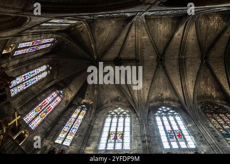 Das Innere der Kathedrale von Narbonne, die Saint-Just-et-Saint-Pasteur oder den Heiligen Justus und Pastor gewidmet ist, Narbona, Occitanie, Frankreich Stockfoto