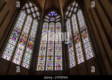 Das Innere der Kathedrale von Narbonne, die Saint-Just-et-Saint-Pasteur oder den Heiligen Justus und Pastor gewidmet ist, Narbona, Occitanie, Frankreich Stockfoto