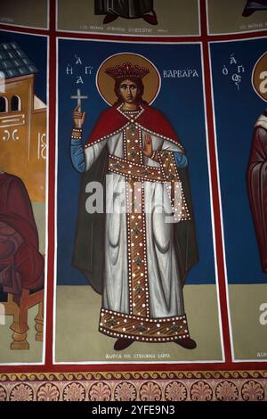 Ikone der Heiligen Barbara in Heiligen Konstantin und Helen griechisch-orthodoxe Kirche Lazaraki Glyfada Athen Attika Griechenland Stockfoto