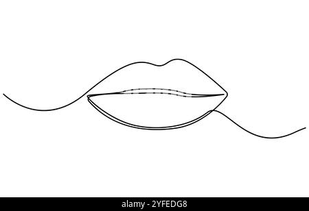 Frau Lippen Continuous Line Art Illustration, Continuous Single Line Zeichnung von Mund und Lippen. Konzeptsymbol von Make-up und Lippenstift in einfacher Linearform Stock Vektor