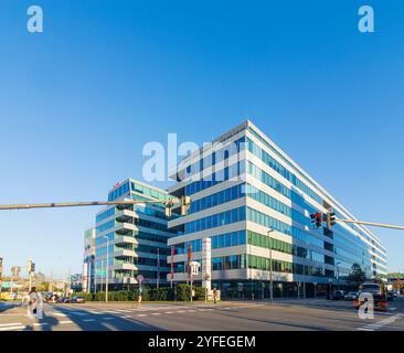 Wien: Sitz des Österreichischen Gewerkschaftsbundes (ÖGB) im Jahr 02. Leopoldstadt, Wien, Österreich Stockfoto