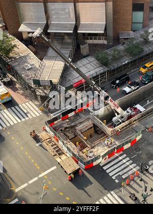 Infrastrukturverbesserungen im Park Avenue Median an an der E. 34th St., 2024, New York City, USA Stockfoto