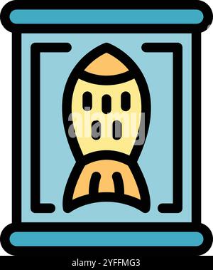 Dieses Vektorsymbol einer Dose mit einem Fisch ist perfekt für die Illustration von Konserven, Meeresfrüchten und mehr Stock Vektor