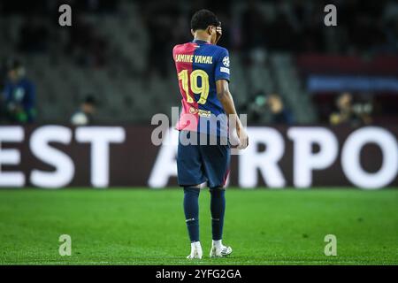 Barcelona, Espagne. Oktober 2024. Lamine YAMAL von Barcelona während des Fußballspiels UEFA Champions League, League Phase MD3 zwischen FC Barcelona und Bayern München am 23. Oktober 2024 bei Estadi Olimpic Lluis Companys in Barcelona, Spanien - Foto Matthieu Mirville (S Ros)/DPPI Credit: DPPI Media/Alamy Live News Stockfoto