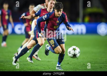 Barcelona, Espagne. Oktober 2024. Pau SIEGER von Barcelona während des Fußballspiels UEFA Champions League, League Phase MD3 zwischen FC Barcelona und Bayern München am 23. Oktober 2024 bei Estadi Olimpic Lluis Companys in Barcelona, Spanien - Foto Matthieu Mirville (S Ros)/DPPI Credit: DPPI Media/Alamy Live News Stockfoto