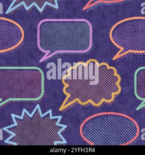 Nahtloses Vintage-Muster von Sprachblasen. Retro-Sprechblasen im Pop-Art-Stil. Stockfoto