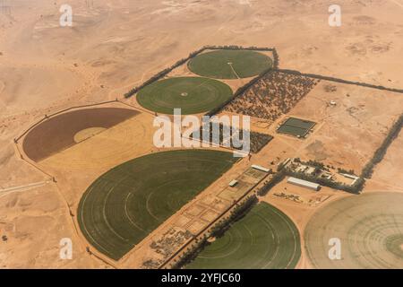 Luftaufnahme einer Farm in der Nähe von Riad, Saudi-Arabien Stockfoto