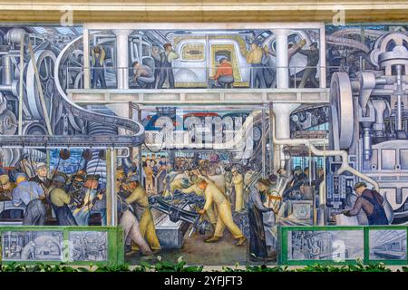 Detroit Auto Industry Wandmalereien Fresken, mexikanischer Freskenmaler Diego Rivera Arbeiter bei Ford Motor Company Detroit Institute of Arts USA Stockfoto