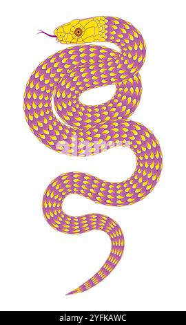 Abstraktes orangefarbenes Cartoon-Schlangenmuster Stock Vektor