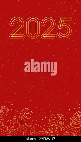 Chinesisches 2025 Jahr der Schlange festliches rotes Poster Hintergrund Stock Vektor