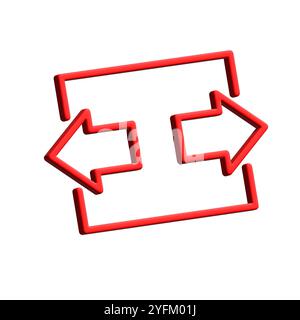 Rote Pfeile, die einen wechselseitigen Austausch oder Transfer von Informationen oder Waren zwischen zwei Punkten in einem zyklischen Prozess auf weißem Hintergrund anzeigen. Stock Vektor