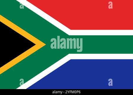 Flagge von Südafrika. Eine Illustration der südafrikanischen Flagge. Eine rechteckige Markierung. Flag-Symbol für Standardgröße. Stock Vektor