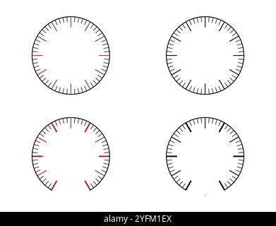 Vektorgrafik für Druckmesser, Tachometer, Barometer-Navigator oder Anzeigeskala zur Messung des Armaturenbretts. Stock Vektor