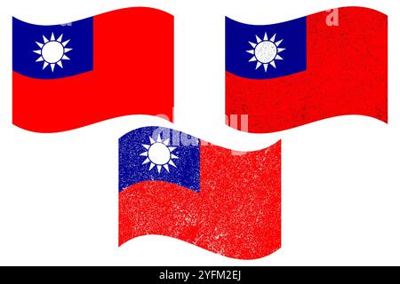 Illustration der winkenden Nationalflagge Taiwans. Flagge von Taiwan. Stock Vektor