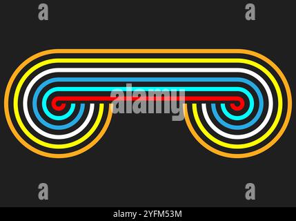 Lebendiges abstraktes Design im Stil der 70er Jahre mit konzentrischen Kreisen. Stock Vektor