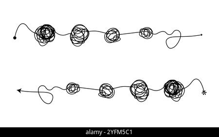 Verwirrte Gedanken, die den Weg zur Klarheit veranschaulichen. Stock Vektor