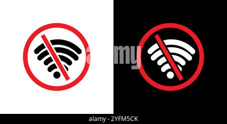 Kein wlan-Bereich zum Singen. Kein Wi-Fi-Symbol. Stock Vektor