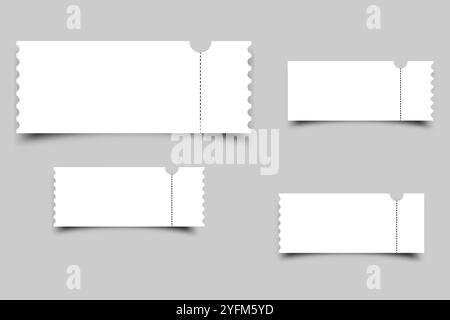Leere Ticket-Vorlagen mit perforierten Kanten. Stock Vektor