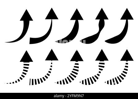 Satz verschiedener nach oben zeigender Pfeile und Richtungssymbole. Stock Vektor