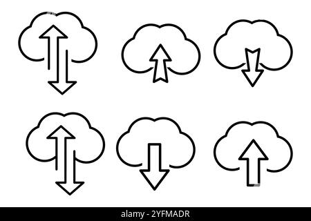 Simple Cloud Upload and Download Symbole festgelegt. Stock Vektor