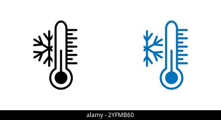 Einfache Grafik des Thermometers, das kalte Temperaturen anzeigt. Stock Vektor