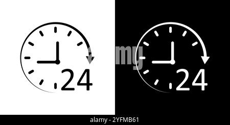 24-mal-Symbol. Symbol für 24-Stunden-Support-Service. Lieferschild am selben Tag. Stock Vektor