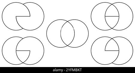 Abbildung des einfachen Venn-Diagramms der Set-Überlappung. Stock Vektor