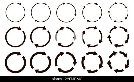 Set mit kreisförmigen Recyclingpfeilen in verschiedenen Stilen. Stock Vektor