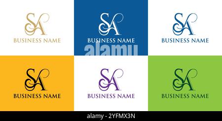SA Initial Logo Design, Monogramm, Initial Letter SA, Logo Vorlage, Initialen, Monogramm-Logo, S und A, Alphabet, luxuriöses Design, minimalistisches Logo, Modern Stock Vektor