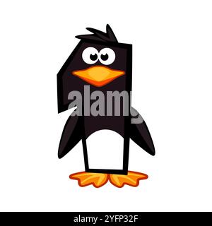Cartoon Nummer 1 wie Pinguin, Abbildung 1. Zeichentrick der Zahl mit einem Tierkonzept. Kalligrafie, Schriftzüge, Typografie für Ihre Bildungskarten oder Stock Vektor
