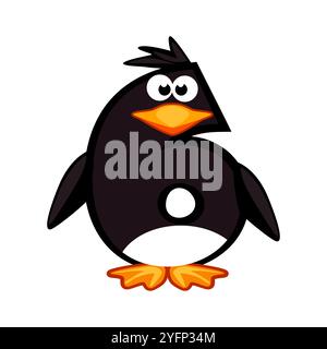 Cartoon Nummer 6 wie Pinguin, Figur sechs. Zeichentrick der Zahl mit einem Tierkonzept. Kalligrafie, Schriftzüge, Typografie für Ihre Bildungskarten oder Stock Vektor