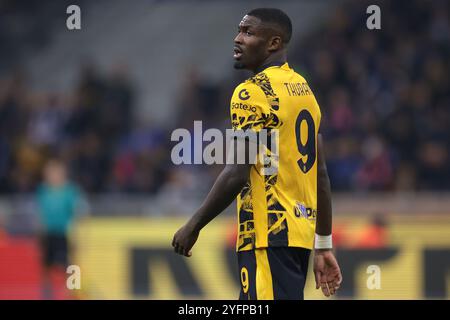 Mailand, Italien, 3. November 2024. Marcus Thuram vom FC Internazionale sieht beim Spiel der Serie A in Giuseppe Meazza in Mailand an. Der Bildnachweis sollte lauten: Jonathan Moscrop / Sportimage Stockfoto