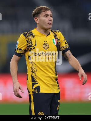 Mailand, Italien, 3. November 2024. Nicolo Barella vom FC Internazionale reagiert während des Spiels der Serie A bei Giuseppe Meazza in Mailand. Der Bildnachweis sollte lauten: Jonathan Moscrop / Sportimage Stockfoto