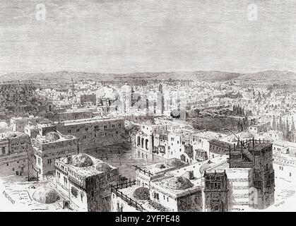 Blick über die Altstadt von Jerusalem, 19. Jahrhundert. Aus Le Tour du Monde, veröffentlicht Paris, 1860. Stockfoto