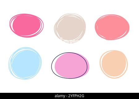 Handgezeichnete Kreise, Ellipsen ovale Highlights Set Stock Vektor
