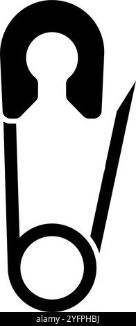 Schwarzes Vektorsymbol einer Sicherheitsnadel mit einfachem und sauberem Design. Stock Vektor