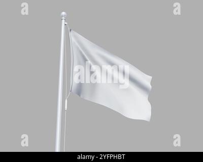 Leeres White Waving Flag Template Modell 3D Stockfoto