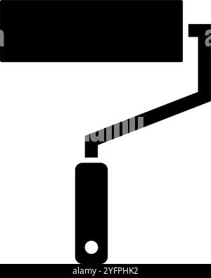 Schwarzes Vektorsymbol einer Malerwalze, symbolisiert Hausrenovierungs- und Renovierungsaufgaben. Stock Vektor