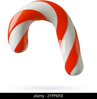 Bonbon Stock 3D Vektor-Symbol mit roten und weißen Streifen traditionelle Weihnachtsbonbons Element Stock Vektor