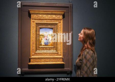 London, Großbritannien. 5. November 2024 RAFAEL die Jungfrau und Kind mit dem Kleinkind Johannes dem Täufer (die Esterházy Madonna) um 1508 Temera und Öl auf Platte. Vorschau auf die Königliche Akademie der Künste von Michelangelo, Leonardo, Raphael Florenz,. Die Ausstellung präsentiert über 40 Werke und feinste Zeichnungen aus der italienischen Renaissance. Die Ausstellung findet vom 9. November bis 16. Februar 2025 statt. Gutschrift. Amer Ghazzal/Alamy Live News Stockfoto