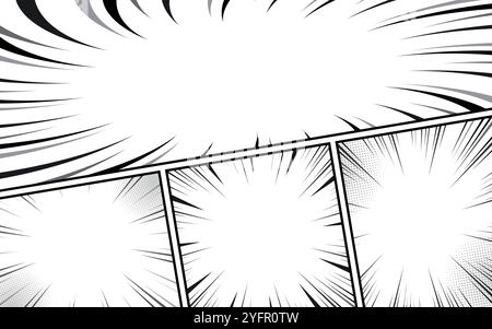 Comic-Hintergrund-Set. Comicbuch-Poster mit Halbtonelementen. Pop-Art-Stil im Retro-Stil. Vektorabbildung. Stock Vektor