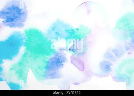 Abstrakte Aquarellstruktur mit Blau- und Lila-Tönen Stockfoto