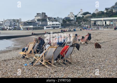 Lyme Regis Strände im Winter 2024 Stockfoto